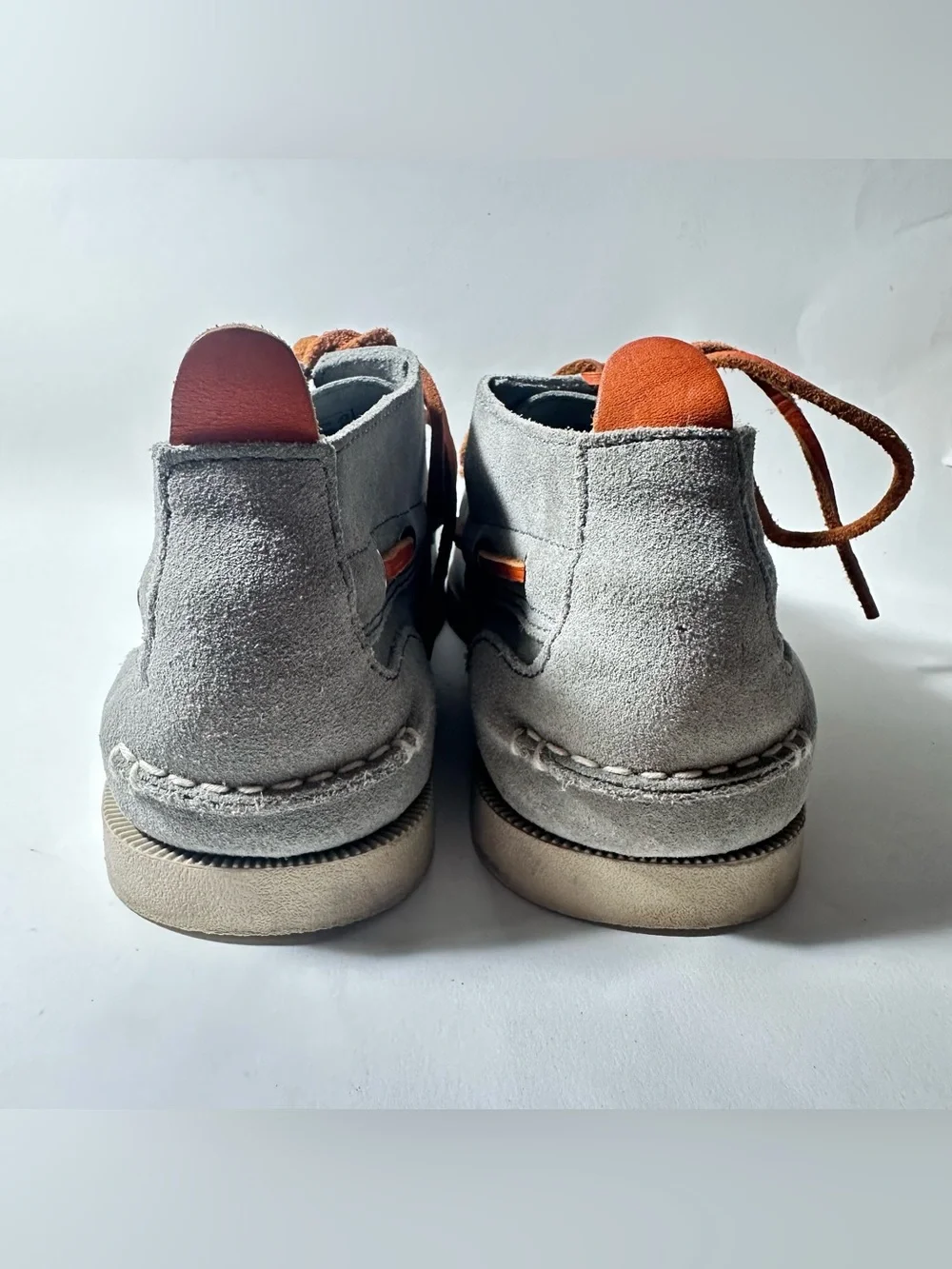 Lands End Canvas 1963 Boat Shoe Chukka Boot Mocs Grey Suede Mens 9 D UK 8 EU 42